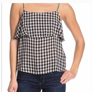 NWOT Abound Black White Checkered Tiered Spaghetti Strap Tank Size Large